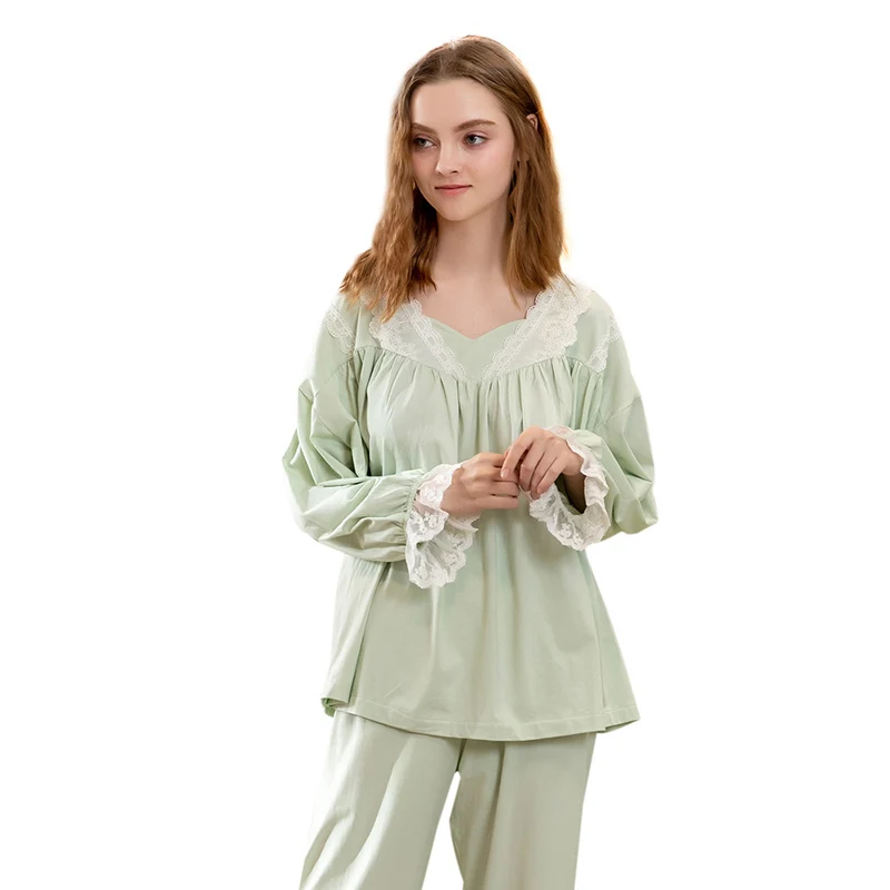 Summer Lace Pajama Sets for Women Cotton Sleepwear Girls Long Sleeve Sweet Lingerie Two Piece Set
Summer Lace Pajama Sets for Women Cotton Sleepwear Girls Long Sleeve Sweet Lingerie Two Piece Set