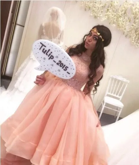 Real Photos 2018 Arabic Arabic Hi Lo Pink Long Prom With Illusion Jewel Neck Ruched Organza Vestido De Baile bridesmaid dresses 
Real Photos 2018 Arabic Arabic Hi Lo Pink Long Prom With Illusion Jewel Neck Ruched Organza Vestido De Baile bridesmaid dresses