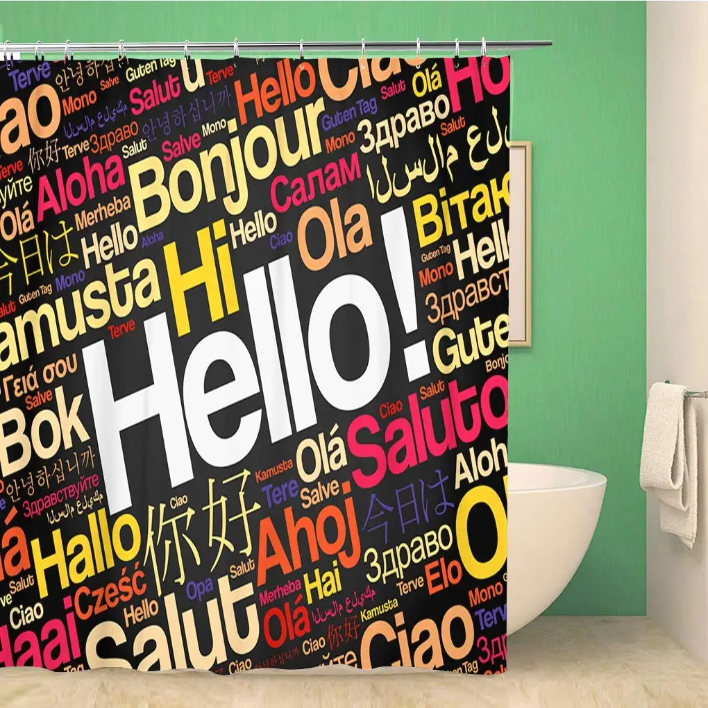 Bathroom Shower Curtain Many Word Hello in Different Languages Presentation Chat Chatting 60x72 inches Waterproof Bath Curtain
Bathroom Shower Curtain Many Word Hello in Different Languages Presentation Chat Chatting 60x72 inches Waterproof Bath Curtain