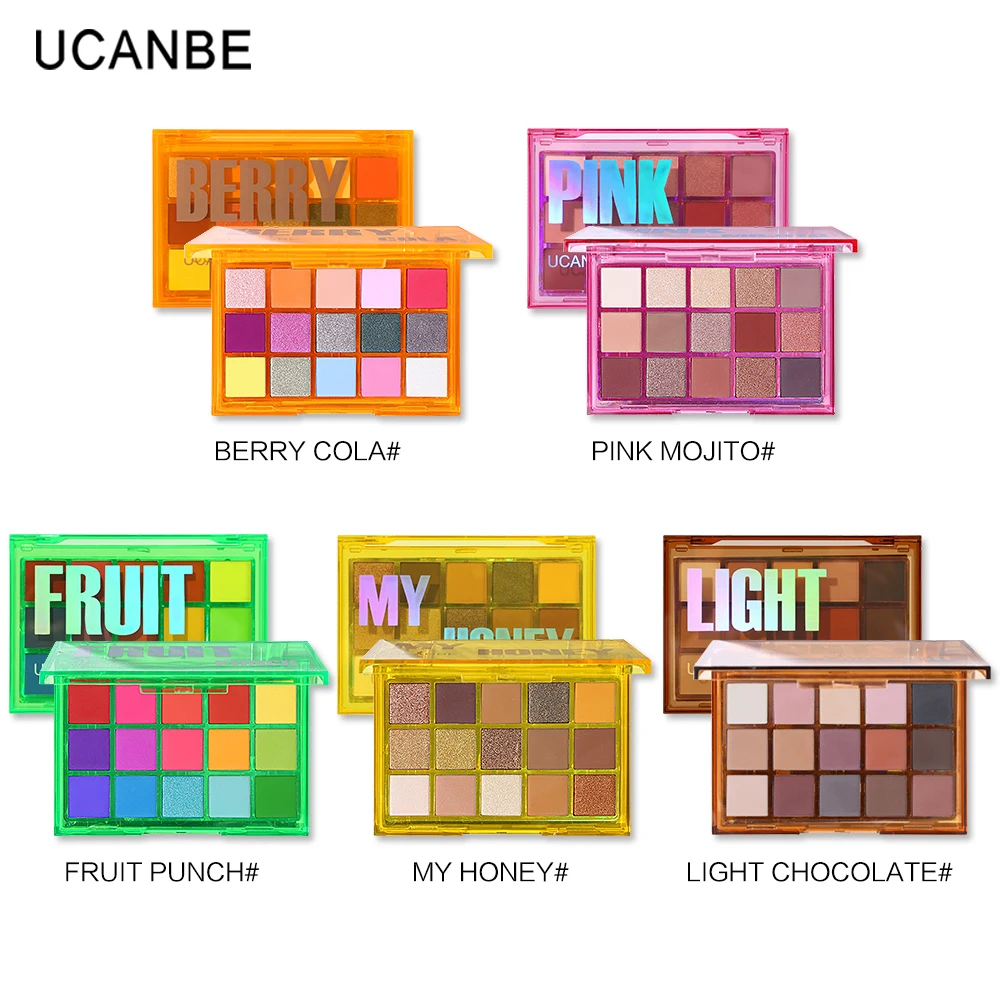 

UCANBE Sweet Party Eyeshadow Pallete Neon Makeup Palette 15 Shimmer Glitter Matte Shades Matellic Nude Blendable Pigment Powder