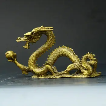 Chinese Lucky Feng Shui Dragon Brass Hand-carved Statue 
Chinese Lucky Feng Shui Dragon Brass Hand-carved Statue