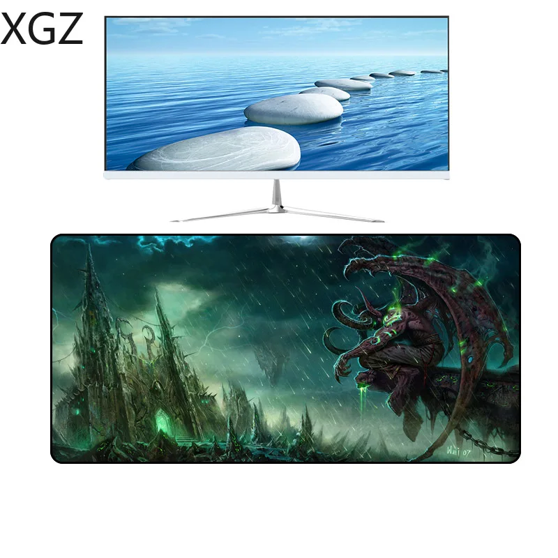 XGZ Large Gaming Mouse Pad Black Precision Lock-edge Animation Cool World Computer Desk Rubber Anti-skid 900x400 / 600x300 | Компьютеры и