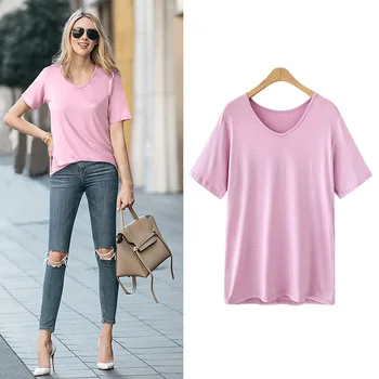 Women T-Shirt Summer Short sleeve Casual multiple colour V-neck top female T shirts
Women T-Shirt Summer Short sleeve Casual multiple colour V-neck top female T shirts