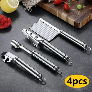 4 Pcs Stainless Steel Kitchen Tools Kitchen Gadgets Fish Scaler Wavy Crinkle Apple Corer Dish Gripper Vegetable Fruit Cutting
4 Pcs Stainless Steel Kitchen Tools Kitchen Gadgets Fish Scaler Wavy Crinkle Apple Corer Dish Gripper Vegetable Fruit Cutting