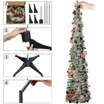 Christmas Trees 5 Foot Artificial Tinsel Xmas Tree Multicolored Pencil Sequin
Christmas Trees 5 Foot Artificial Tinsel Xmas Tree Multicolored Pencil Sequin