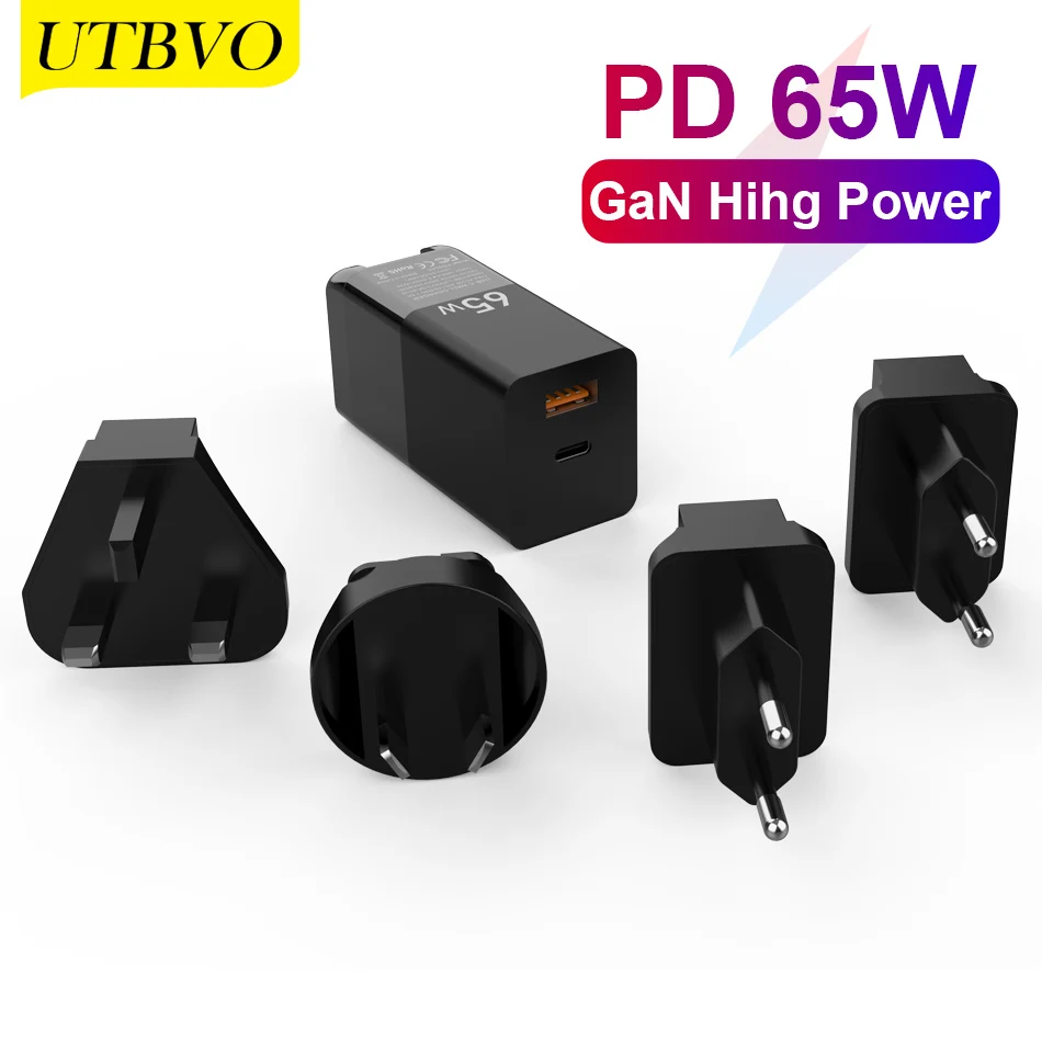 UTBVO 65W 2-Port Fast Charger Foldable USB C Wall Charger with GaNFast Tech for iPhone 11 12 Pro Max, Macbook Pro, AirPods Pro
UTBVO 65W 2-Port Fast Charger Foldable USB C Wall Charger with GaNFast Tech for iPhone 11 12 Pro Max, Macbook Pro, AirPods Pro