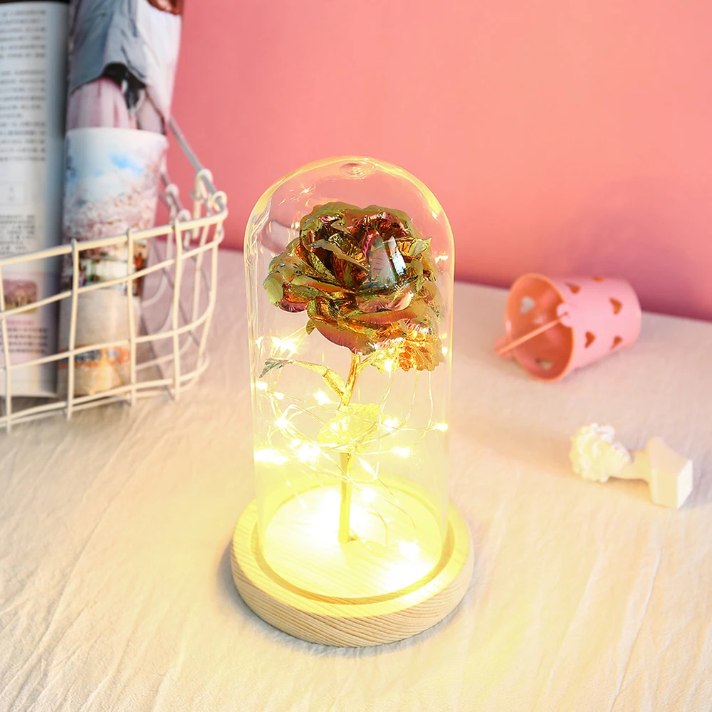 Eternal Rose Flower in Glass Dome Flower Gold Leaf Rose LED String Light Valentine's Day Gift Monden New Dropshipping N4
Eternal Rose Flower in Glass Dome Flower Gold Leaf Rose LED String Light Valentine's Day Gift Monden New Dropshipping N4