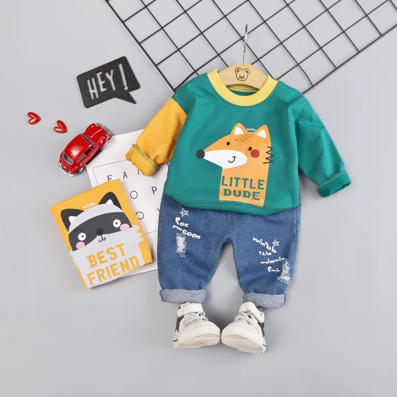 Children Long-sleeve Suit Spring And Autumn Two-Piece Set Baby Cartoon Autumn Clothing Fox/Raccoon Childrenswear
Children Long-sleeve Suit Spring And Autumn Two-Piece Set Baby Cartoon Autumn Clothing Fox/Raccoon Childrenswear