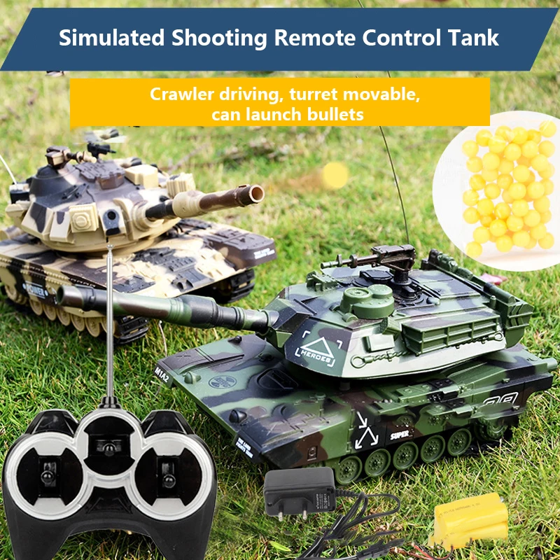 

M1A2 Wireless Remote Control Tank Can Launch Bullets to Battle Charged Tracked Off-road Vehicle Boys and Children's Toys Gif