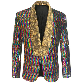 Nightclub Punk Style Color Sequin Large Size Male Blazer Jacket Personalized Men's Party Banquet Suit Coat Man Dj Stage Talicaot 
Nightclub Punk Style Color Sequin Large Size Male Blazer Jacket Personalized Men's Party Banquet Suit Coat Man Dj Stage Talicaot