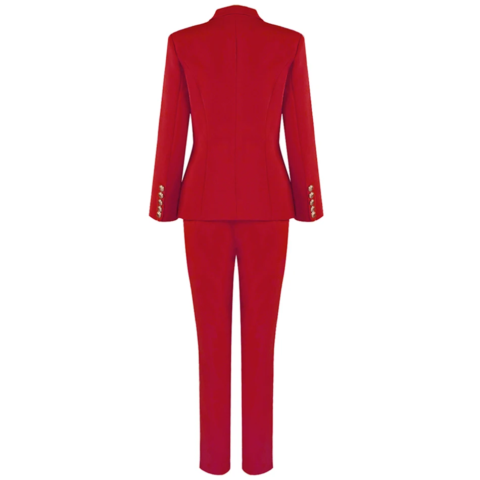 2020 Autumn Winter Fashion Sexy New WomenS Set Double-Breasted Jacket & Pants 2 Two-Piece Office Celebrity Party Pants Set Suit