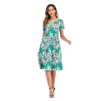 Swintager 2020 Summer New Style Chiffon Printed V-neck Big Hemline Dress Beach Skirt
Swintager 2020 Summer New Style Chiffon Printed V-neck Big Hemline Dress Beach Skirt