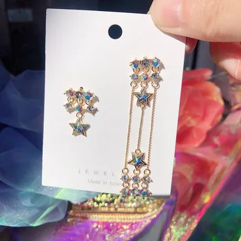 MENGJIQIAO Korean Elegant Shiny Rhinestone Star Tassel Long Drop Earrings For Women Girls Fashion Asymmetric Brinco Gifts
MENGJIQIAO Korean Elegant Shiny Rhinestone Star Tassel Long Drop Earrings For Women Girls Fashion Asymmetric Brinco Gifts
