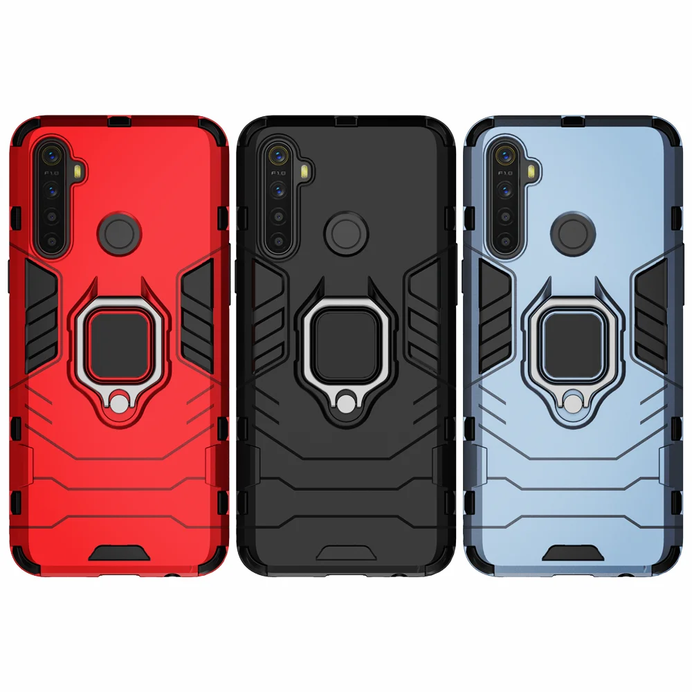Фото For Realme 5 Case RMX1911 Magnetic Car Shockproof Ring Armor Cover OPPO Pro RMX1971 Realme5 5pro Coque Skin Fundas | Мобильные