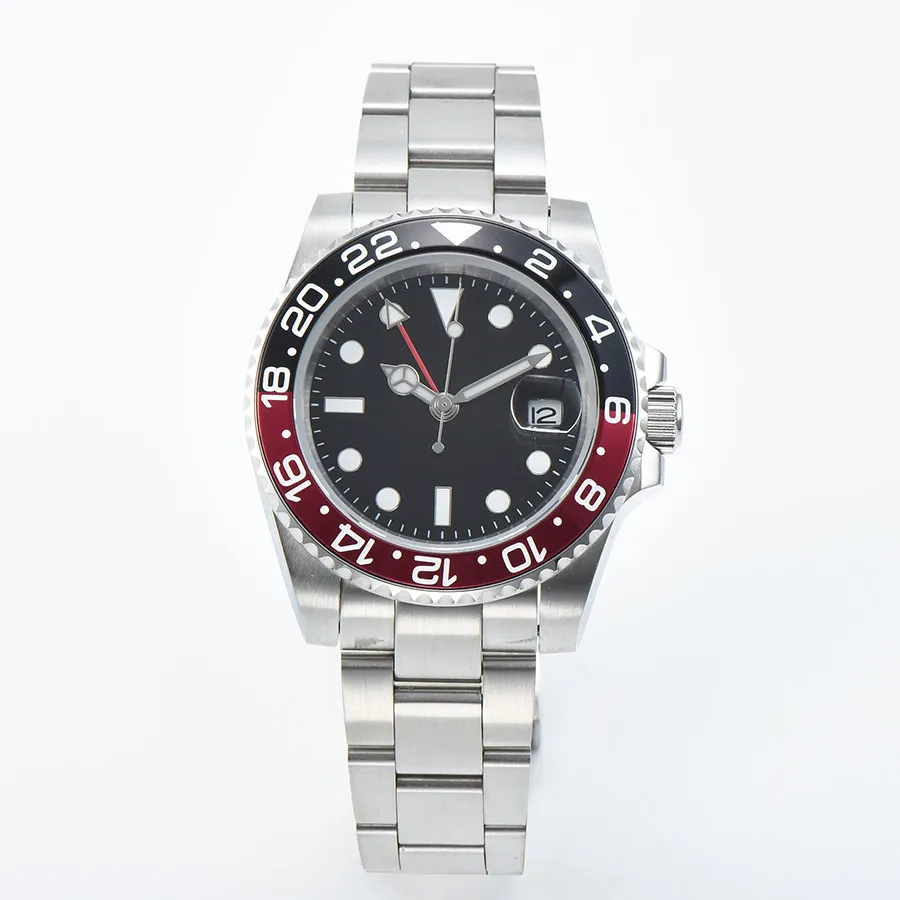 GMT Men's Watch Automatic mechanical 40mm Sterile Luminous Sapphire Crystal Ceramic Bezel Date Movement Black Dial Watch Men
GMT Men's Watch Automatic mechanical 40mm Sterile Luminous Sapphire Crystal Ceramic Bezel Date Movement Black Dial Watch Men