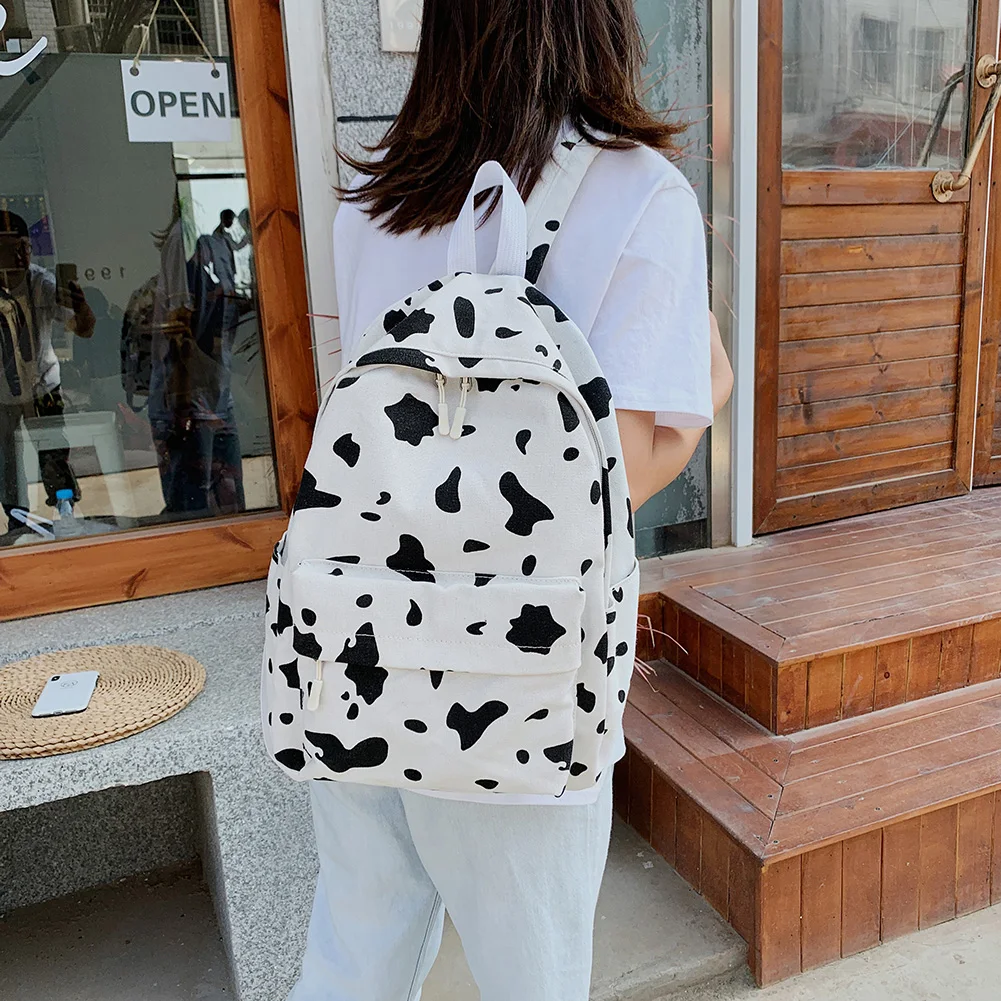 Cow Pattern Backpack For Girls School Teenagers Vintage Casual School Bag Mochila Feminina Laptop Bagpacks Bookbag Travel Bag