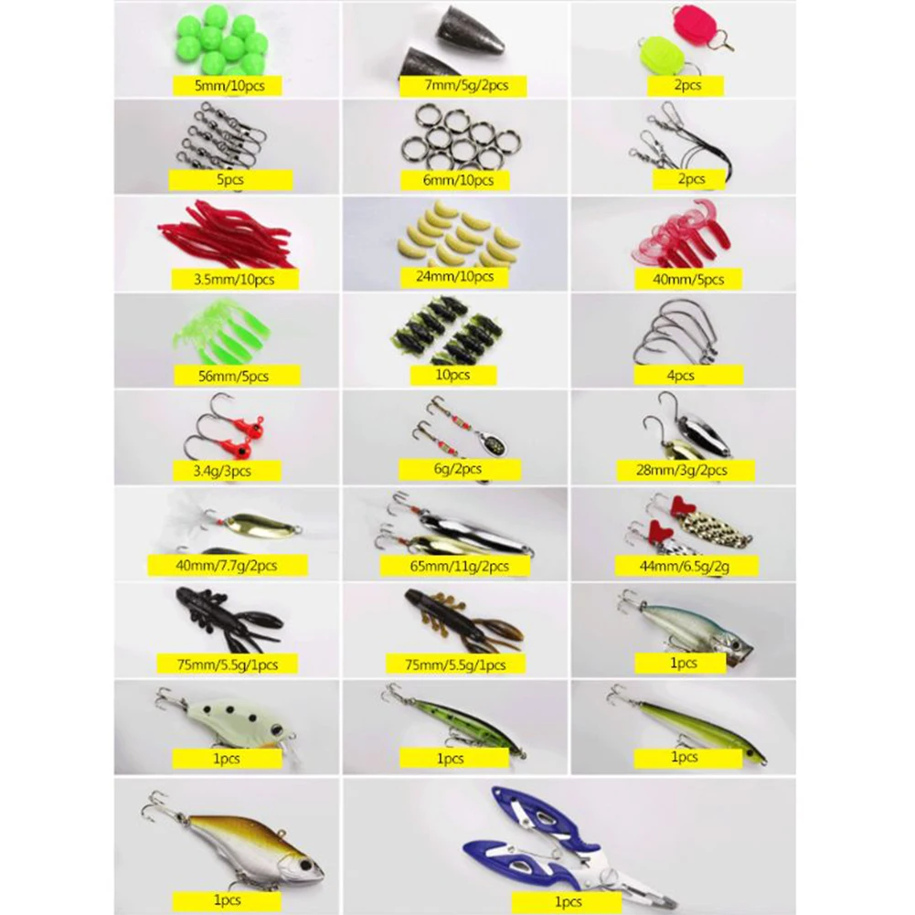 101 pcs Plastic Fishing Lure Set Multi function Crank Baits Lures Set Artificial Worm Silicone Fish Baits Soft Fishing Lure Lead 101 pcs Plastic Fishing Lure Set Multi function Crank Baits Lures Set Artificial Worm Silicone Fish Baits Soft Fishing Lure Lead