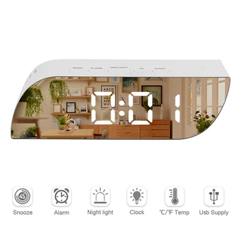 LED Mirror Alarm Clock Digital Table Clock Desk Battery Snooze Light Clock Large Time Temperature Display Despertador Home Decor
LED Mirror Alarm Clock Digital Table Clock Desk Battery Snooze Light Clock Large Time Temperature Display Despertador Home Decor