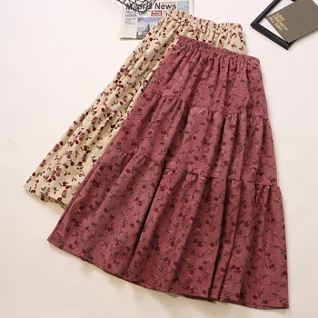Women Skirt 2020 Autumn/Winter New Vintage Hong Kong Corduroy Floral Dress High Waist Mid-length A-line Female Vestidos
Women Skirt 2020 Autumn/Winter New Vintage Hong Kong Corduroy Floral Dress High Waist Mid-length A-line Female Vestidos