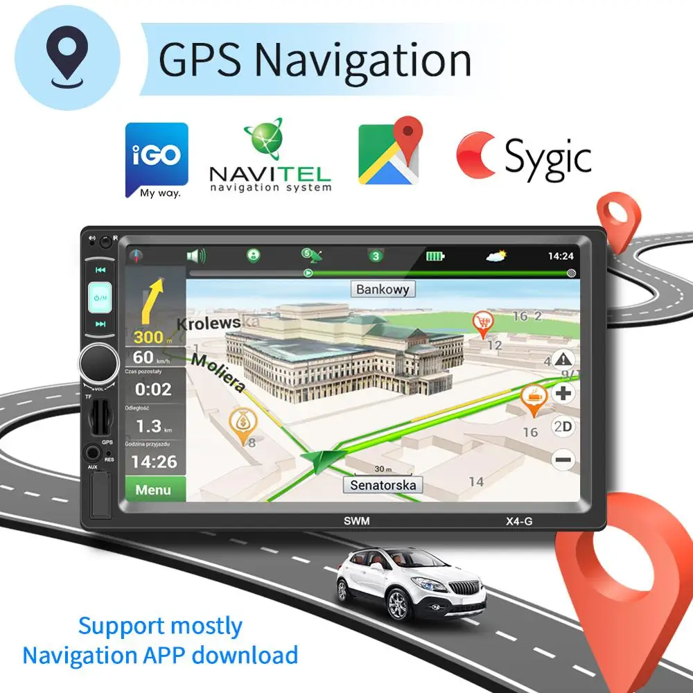 Car GPS Navigation FM Radio Player 2 Din Bluetooth Stereo Car Multimedia MP5 Video Player with GPS Autoradio Reversing Camera
Car GPS Navigation FM Radio Player 2 Din Bluetooth Stereo Car Multimedia MP5 Video Player with GPS Autoradio Reversing Camera