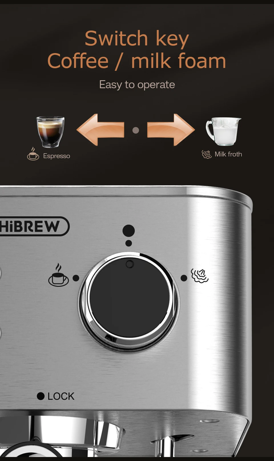 HiBREW 20Bar espresso coffee machine inox case semi automatic ESE pod&Ground Coffee espresso maker, cappuccino H10 HiBREW 20Bar espresso coffee machine inox case semi automatic ESE pod&Ground Coffee espresso maker, cappuccino H10