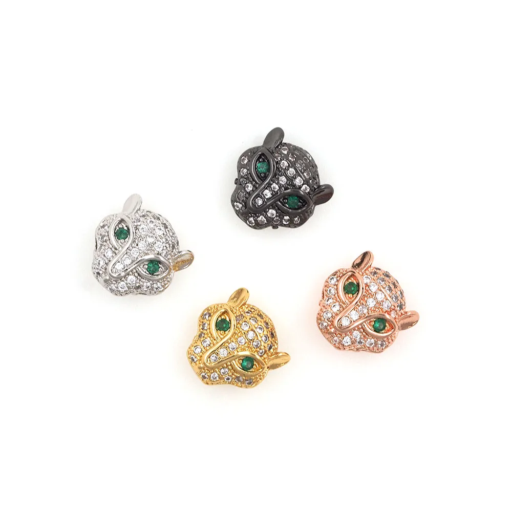 CZ Micro Pave Green Eyes Leopard Head Spacer Beads for Bracelets Necklaces Pendants Jewerly Making 11x11x5.6MM
CZ Micro Pave Green Eyes Leopard Head Spacer Beads for Bracelets Necklaces Pendants Jewerly Making 11x11x5.6MM