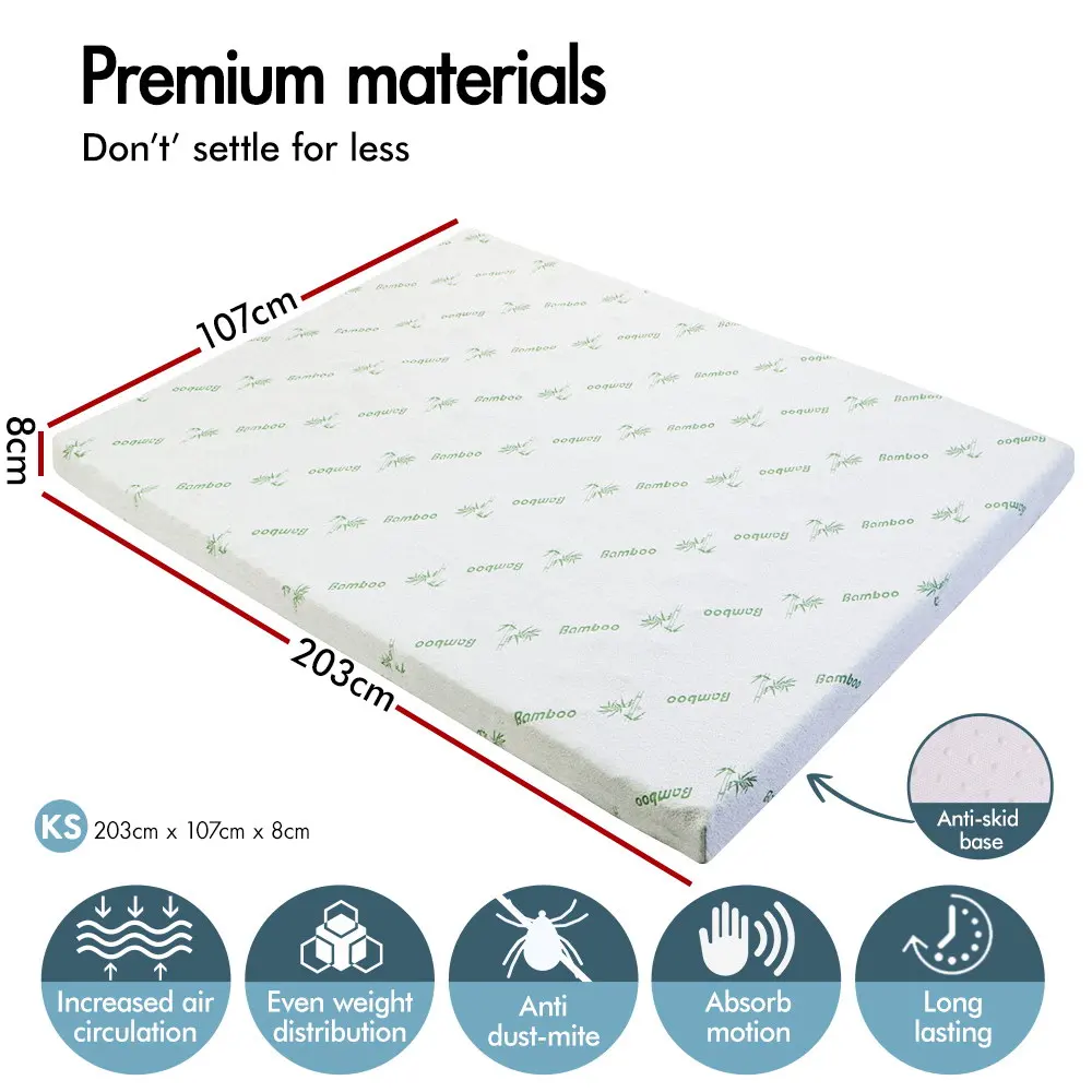 A-MFT-7Z-8-D Memory Foam Mattress - White Graphite Infused Memory Foam Mattress Topper With Bamboo Cover Anti-skid base - White
A-MFT-7Z-8-D Memory Foam Mattress - White Graphite Infused Memory Foam Mattress Topper With Bamboo Cover Anti-skid base - White