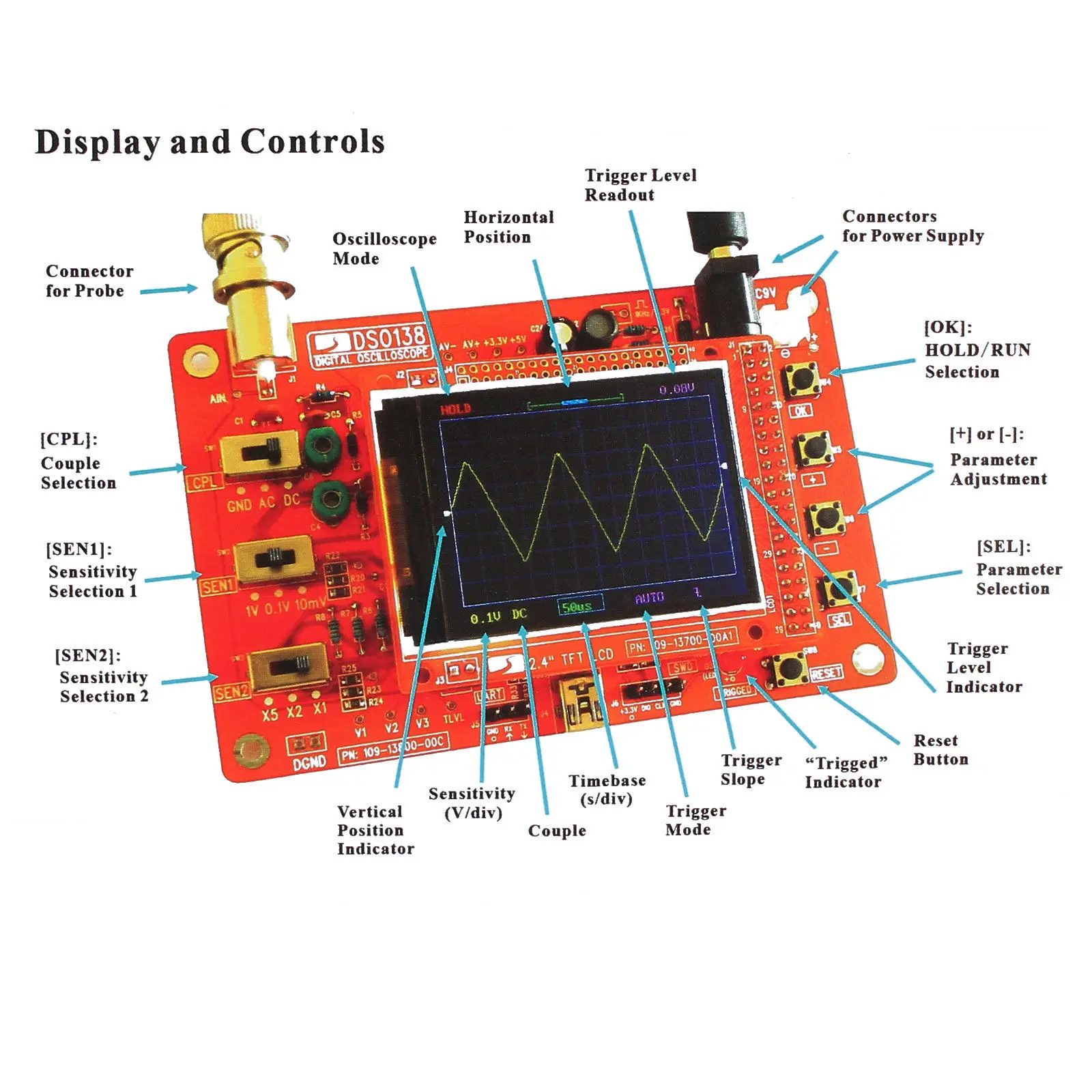 Durable Fully Welded DSO138 2.4" TFT Digital Oscilloscope 1Msps New + Probe Kit Acrylic Case Home Garden Supplies
Durable Fully Welded DSO138 2.4" TFT Digital Oscilloscope 1Msps New + Probe Kit Acrylic Case Home Garden Supplies