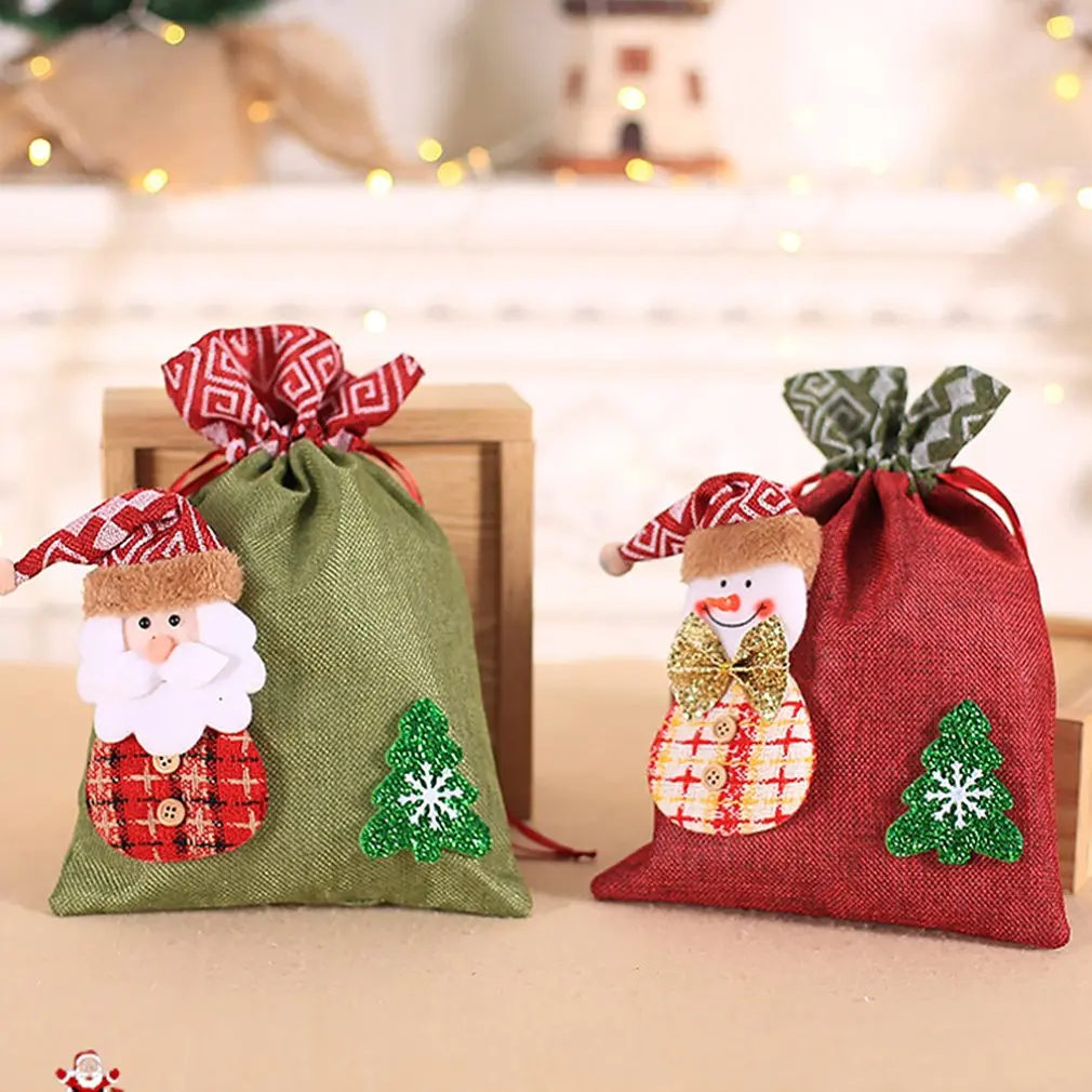 child burlap bundle apple bag candy cookie bag christmas gift