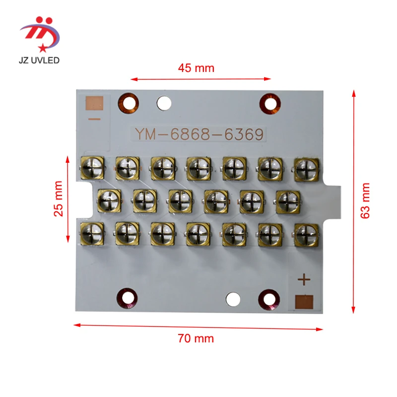UV LED seamless splicing module for UV flatbed printer UV glue curing photosensitive resin curing UV LED lamp 69*63mm
UV LED seamless splicing module for UV flatbed printer UV glue curing photosensitive resin curing UV LED lamp 69*63mm