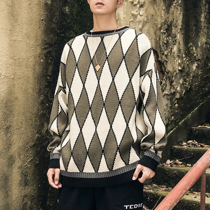 M-5XL Oversized Geometric Rhombic Ribbed Sweater For Men's Fashion Korean Knit Long Sleeve O Neck Pullover Jumpers Sweaters
M-5XL Oversized Geometric Rhombic Ribbed Sweater For Men's Fashion Korean Knit Long Sleeve O Neck Pullover Jumpers Sweaters
