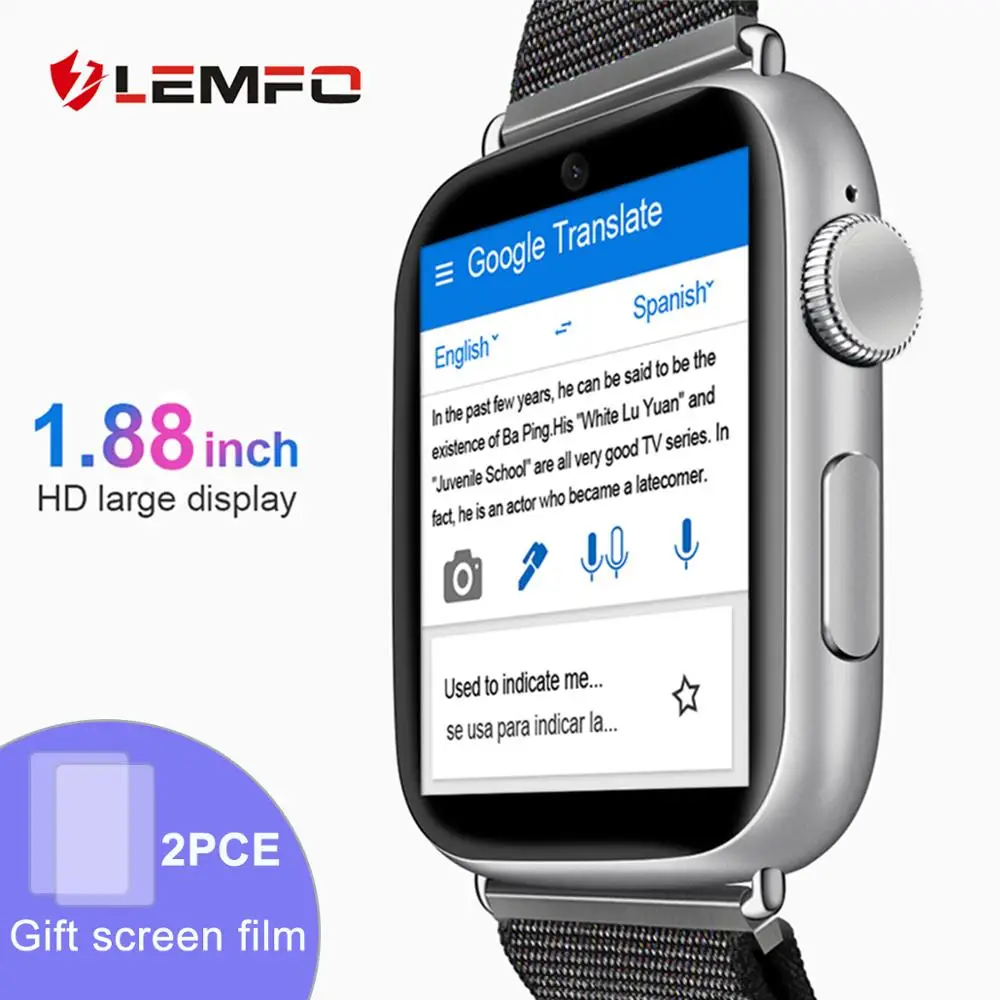 

LEMFO LEM10 Smart Watch 4G 1.88 inch Big Screen OS Android 7.1 3G RAM 32G ROM LTE 4G Sim Camera GPS WIFI Heart Rate Men Women