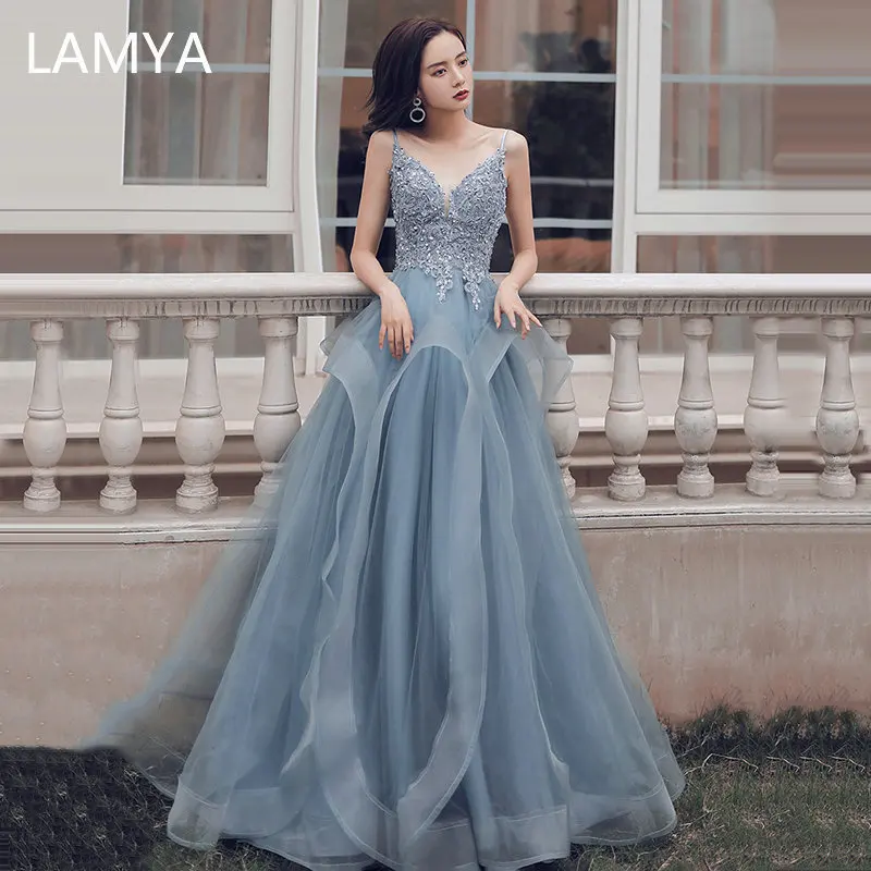 Женское вечернее платье с аппликацией LAMYA элегантное размера плюс v-образным