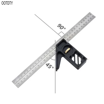 

OOTDTY 300mm Stainless Steel Angle Ruler 45 Degrees Combination Protractor Horizontal Active Angle Foot Measuring Tools