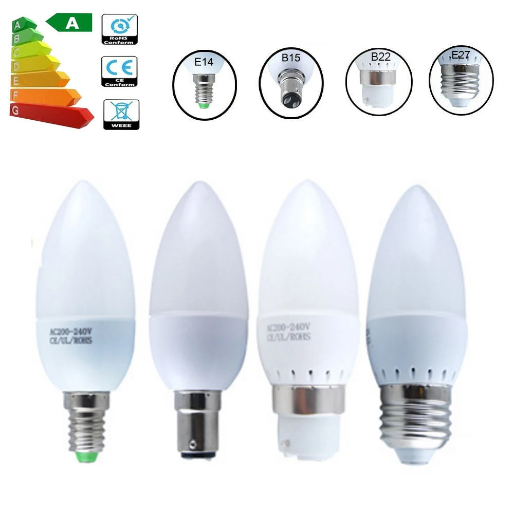 

85-265V LED Candle Bulb E14 E27 B15 B22 LED Spotlight Chandlier Lamp Crystal Lamp 3W 5W Ampoule Bombillas Candle Light Replace