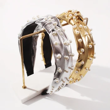Punk PU Leather Hairbands Womens Hair Accessories Simulated Pearl Headband Gold Silver Color Knotted Hair Hoop Adults Headwear
Punk PU Leather Hairbands Womens Hair Accessories Simulated Pearl Headband Gold Silver Color Knotted Hair Hoop Adults Headwear