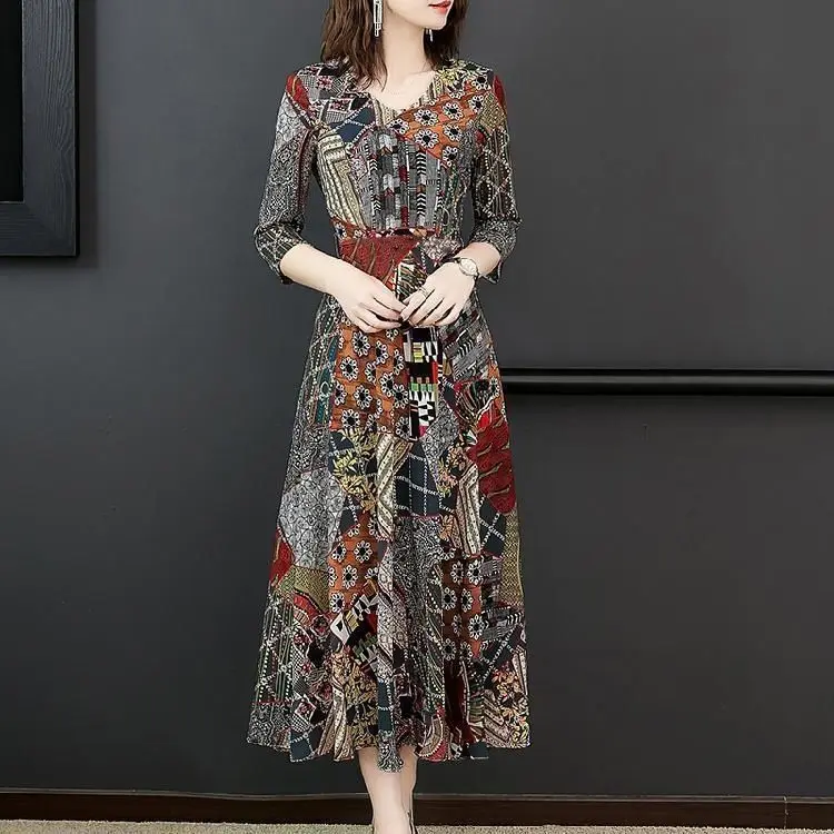 WOMEN'S Dress Spring And Autumn Trend New Style Korean-style V-neck Large Size Floral-Print Dress Slimming Big Skirt Mid-length
WOMEN'S Dress Spring And Autumn Trend New Style Korean-style V-neck Large Size Floral-Print Dress Slimming Big Skirt Mid-length