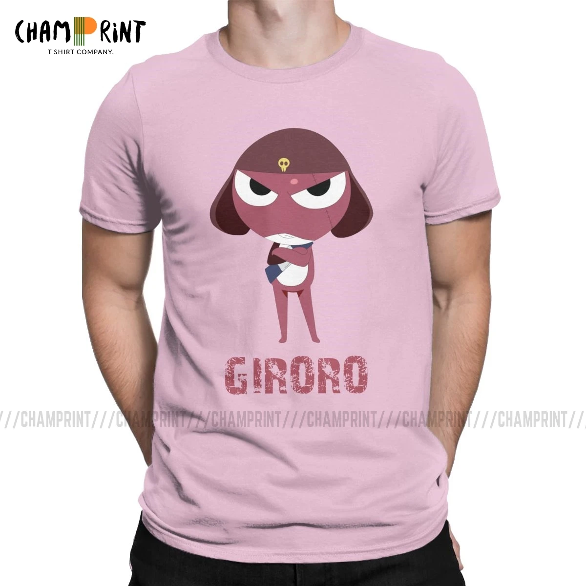 Мужские футболки Винтажная футболка из чистого хлопка с рисунком каучука Keroro