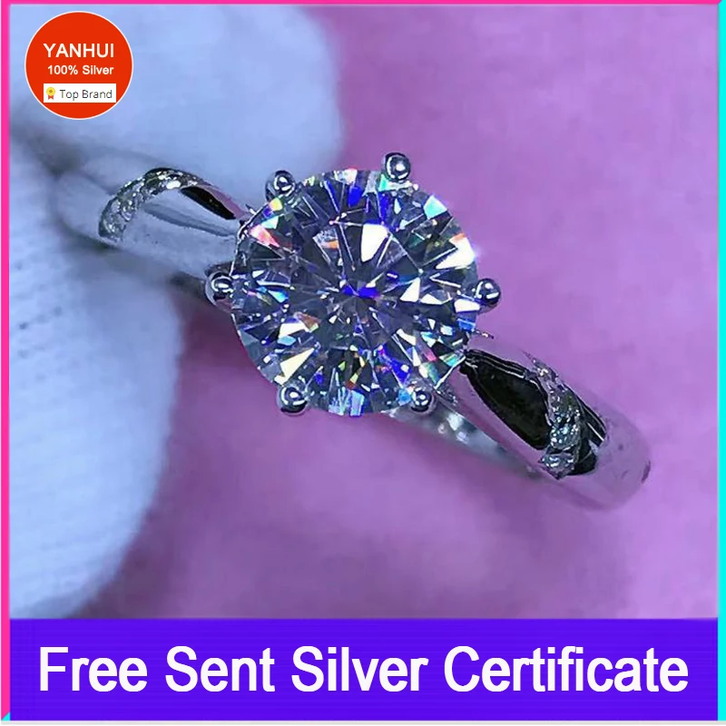 With Certificate Wedding Ring Made Whole all in 925 Solid Silver Women Luxury Style 1 Carat Zirconia Diamond Engagement Ring
With Certificate Wedding Ring Made Whole all in 925 Solid Silver Women Luxury Style 1 Carat Zirconia Diamond Engagement Ring
