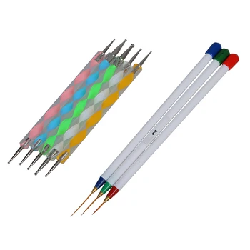 Nail Art Brushes Pen, Detailer Liner and Striper Set of 3 Plus 5 x 2 Way Marbleizing Dotting Pen
Nail Art Brushes Pen, Detailer Liner and Striper Set of 3 Plus 5 x 2 Way Marbleizing Dotting Pen