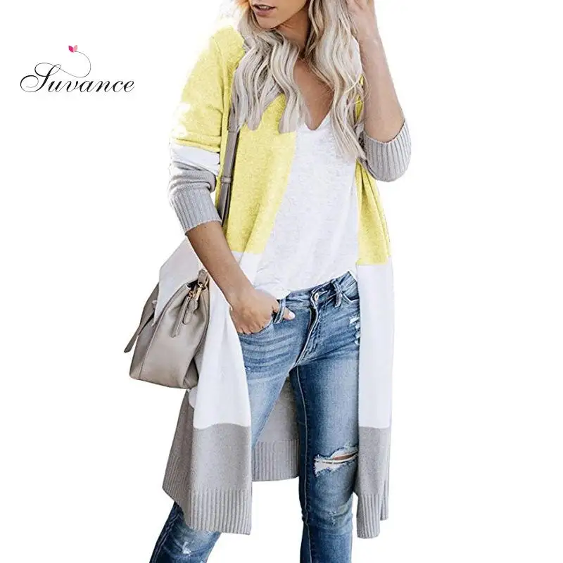 2019 Autumn Winter Fashion Knitted V Neck 3 Patchwork Sweater Casual Size S-xl Women Long Cardigans Jl-mm6322
2019 Autumn Winter Fashion Knitted V Neck 3 Patchwork Sweater Casual Size S-xl Women Long Cardigans Jl-mm6322