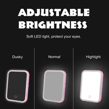 LED fill light make-up mirror 3-stop brightness adjustment USB rechargeable portable make-up mirror 
LED fill light make-up mirror 3-stop brightness adjustment USB rechargeable portable make-up mirror