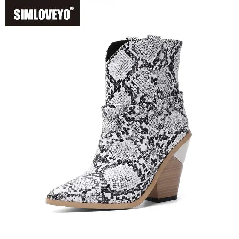 SIMLOVEYO top quality snakeskin boots in autumn winter wedge high heels pointed toe ankle boots western cowboy booties size 43
SIMLOVEYO top quality snakeskin boots in autumn winter wedge high heels pointed toe ankle boots western cowboy booties size 43