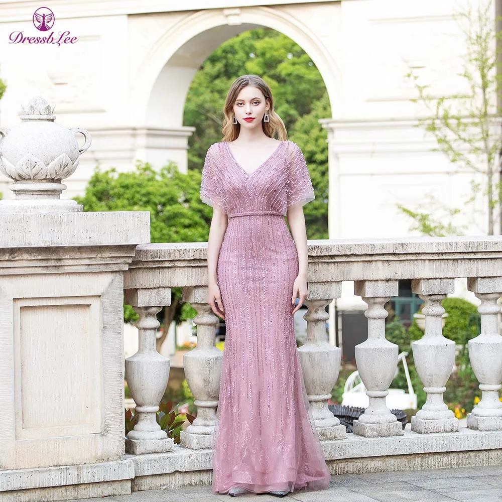 Sparkly Pink V-Neck Crystal Evening Dresses 2020 Half Sleeves Mermaid Sexy Elegant Formal Evening Dress robe de soiree
Sparkly Pink V-Neck Crystal Evening Dresses 2020 Half Sleeves Mermaid Sexy Elegant Formal Evening Dress robe de soiree