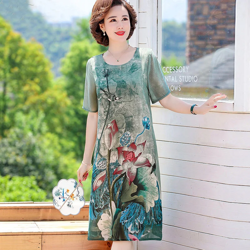 2021 New Chiffon Summer Short Sleeve Dresses Middle Aged Fashion Casual Print Female Dresses O-Neck A-Line Women Dresses
2021 New Chiffon Summer Short Sleeve Dresses Middle Aged Fashion Casual Print Female Dresses O-Neck A-Line Women Dresses