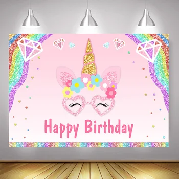 Rainbow Floral Unicorn Happy Birthday Backdrop for Photo Shoot Colorful Diamond Sweet Children Birthday Party Background Decor
Rainbow Floral Unicorn Happy Birthday Backdrop for Photo Shoot Colorful Diamond Sweet Children Birthday Party Background Decor