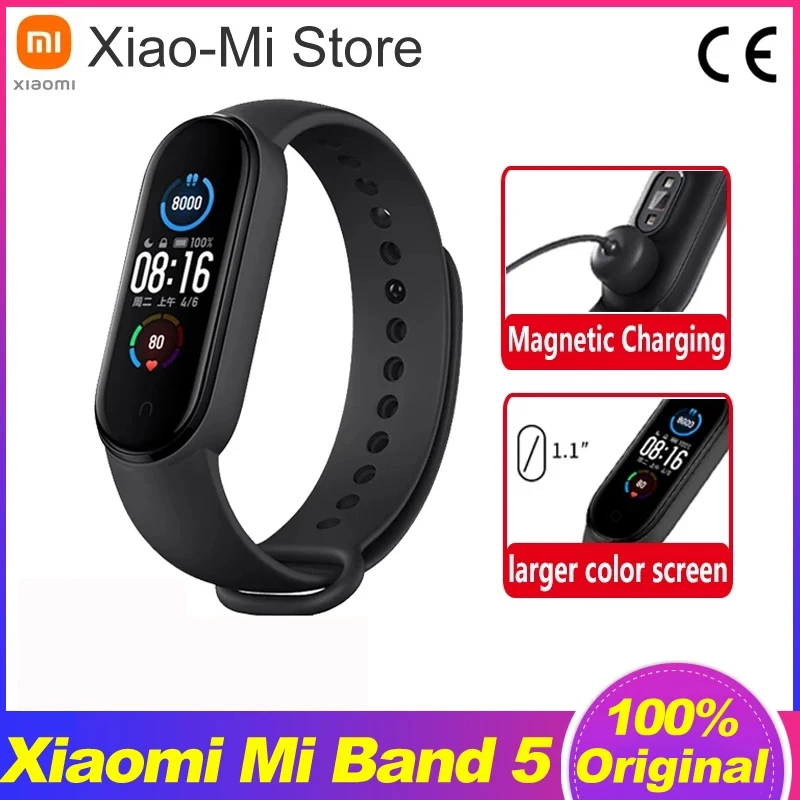 Умный Браслет Xiaomi Mi Band 5 с цветным AMOLED-дисплеем водонепроницаемый фитнес-трекер