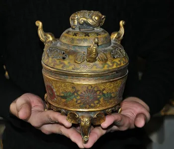 wedding decoration 7" China bronze Cloisonne Enamel Gilt Elephant head statue Incense Burner censer
wedding decoration 7" China bronze Cloisonne Enamel Gilt Elephant head statue Incense Burner censer