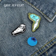 QIHE biżuteria Twisted zegar emaliowane przypinki szkielet moda broszki odznaki Blueberry Pins prezenty dla przyjaciół Pins hurtownie(China)