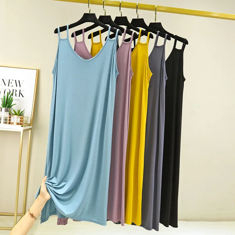 Sexy Sleeveless Nightdress Women New Modal Summer Long Dress Comfortable Ladie's Nightgowns Spaghetti Strap Loose Nightshirt
Sexy Sleeveless Nightdress Women New Modal Summer Long Dress Comfortable Ladie's Nightgowns Spaghetti Strap Loose Nightshirt